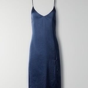 Wilfred Only Slit Slip Dress with thigh slit Sz Large, Navy